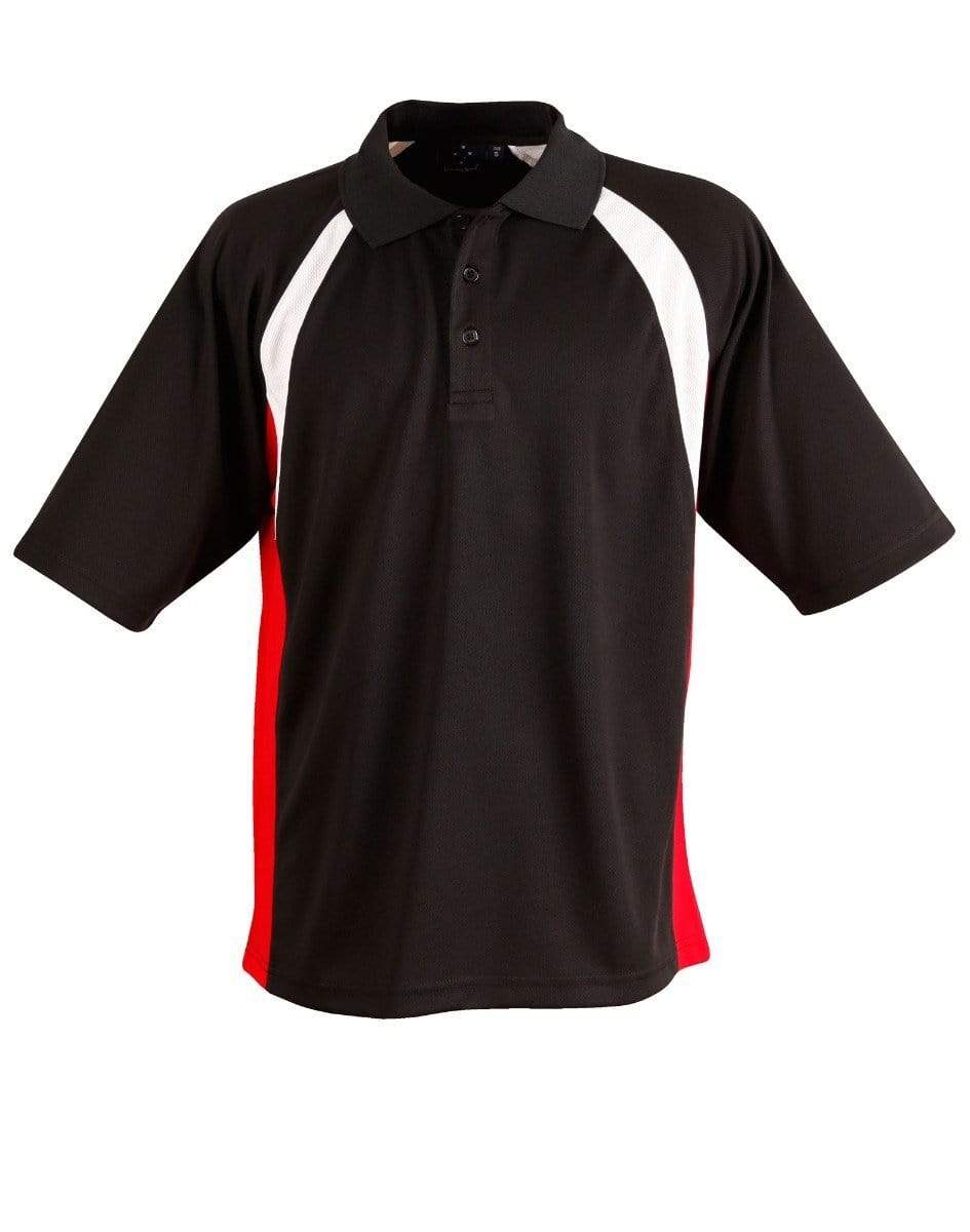 Winning Spirit Tri-Sports Polo Shirt PS28 Casual Wear Winning Spirit Black/White/Red S 